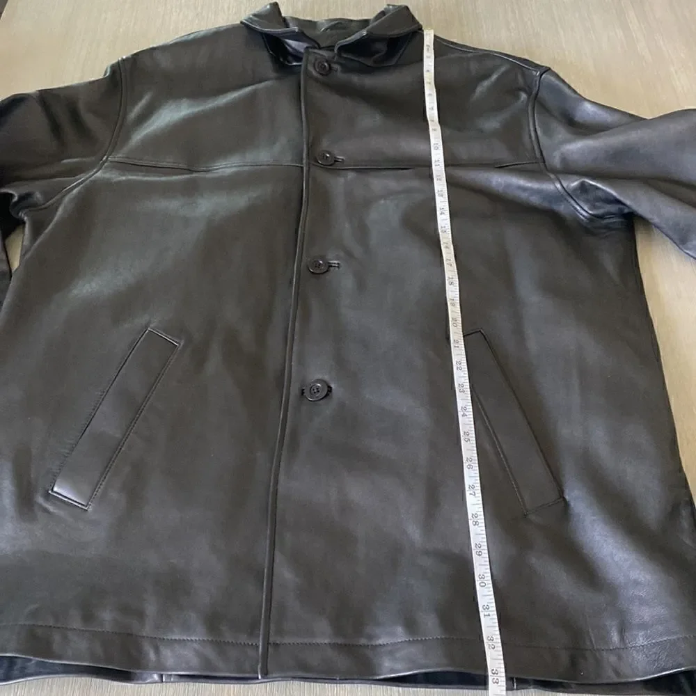 Daniel Cremieux Men’s Black Genuine Lamb Skin Leather Jacket Wool Lining Size L
